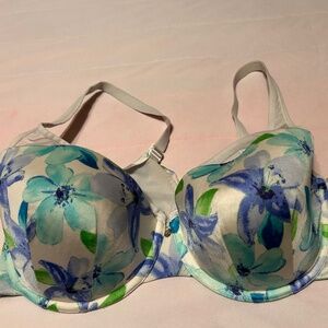 Victoria's Secret White with Colorful Floral Pattern 40DD Bra
